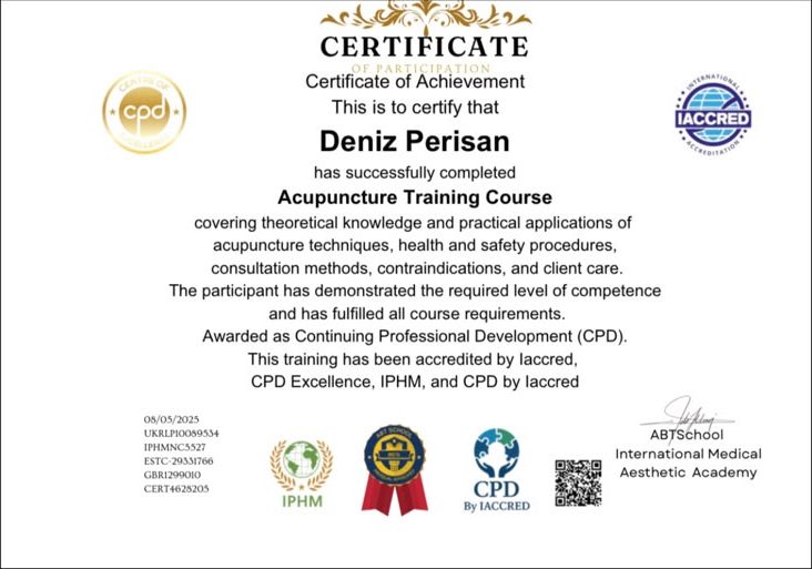 Acupuncture training certificate