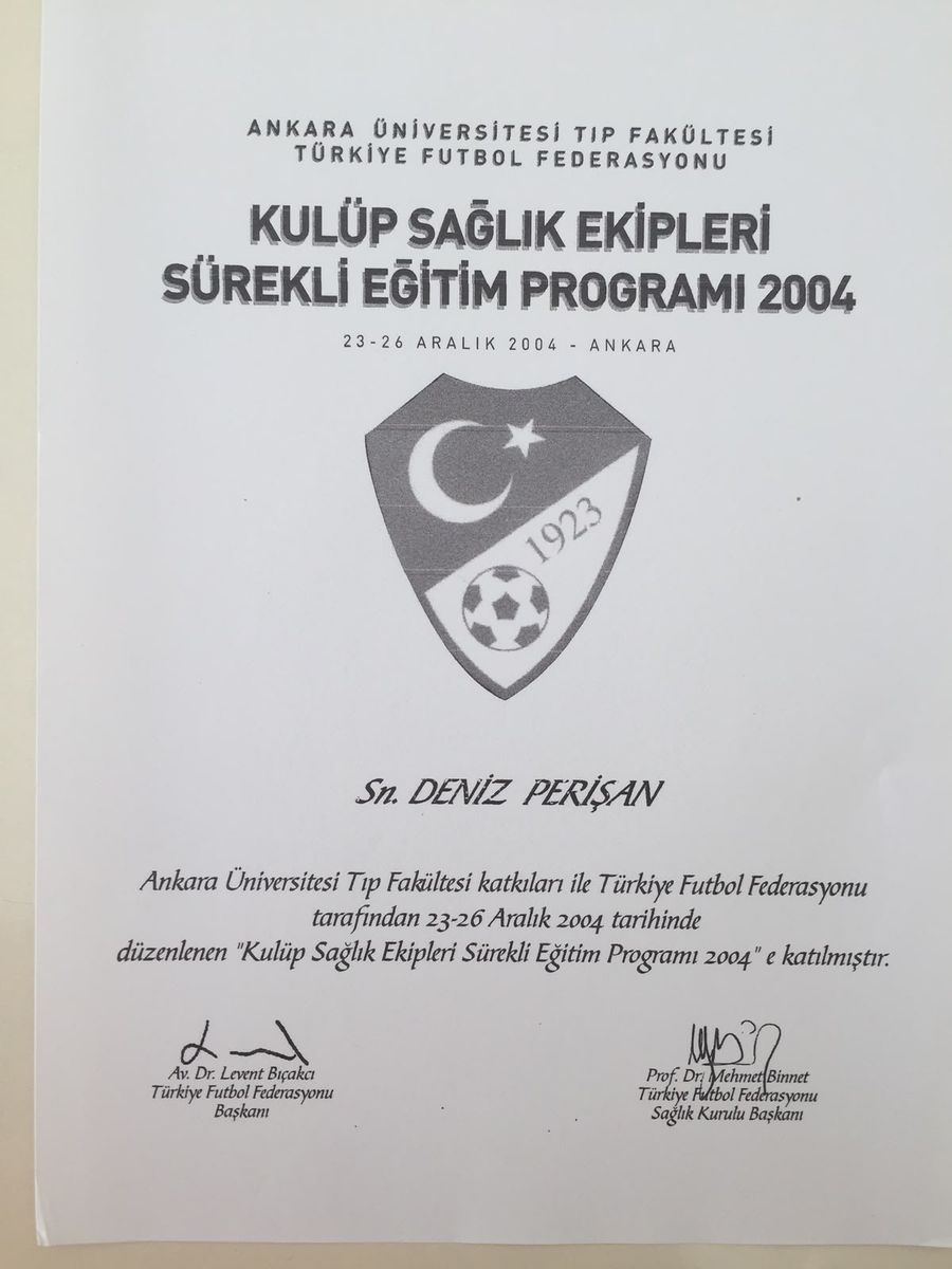 Turkish Football Federation certificate